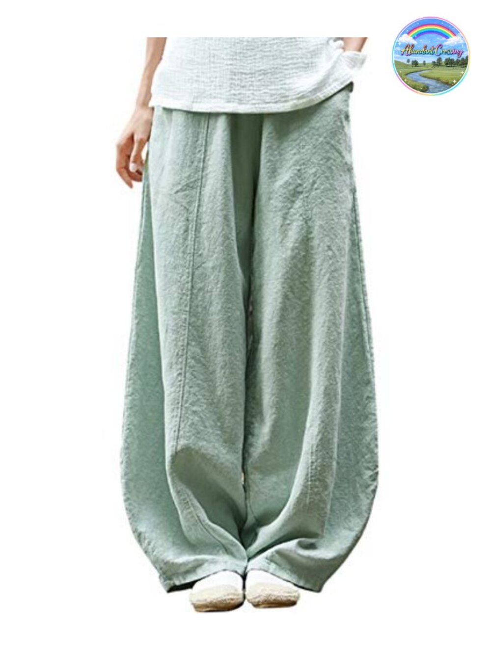 IXIMO Women's Casual Wide Leg Linen Pants Elastic Waist